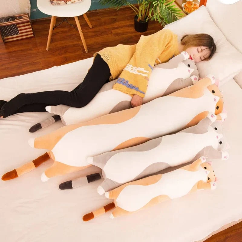 50/70/90/110/130cm Süßes weiches langes Katzenkissen Gefülltes Plüschspielzeug Büro Nickerchen Kissen Wohnkomfort Kissen Dekor Geschenk Puppe Kind