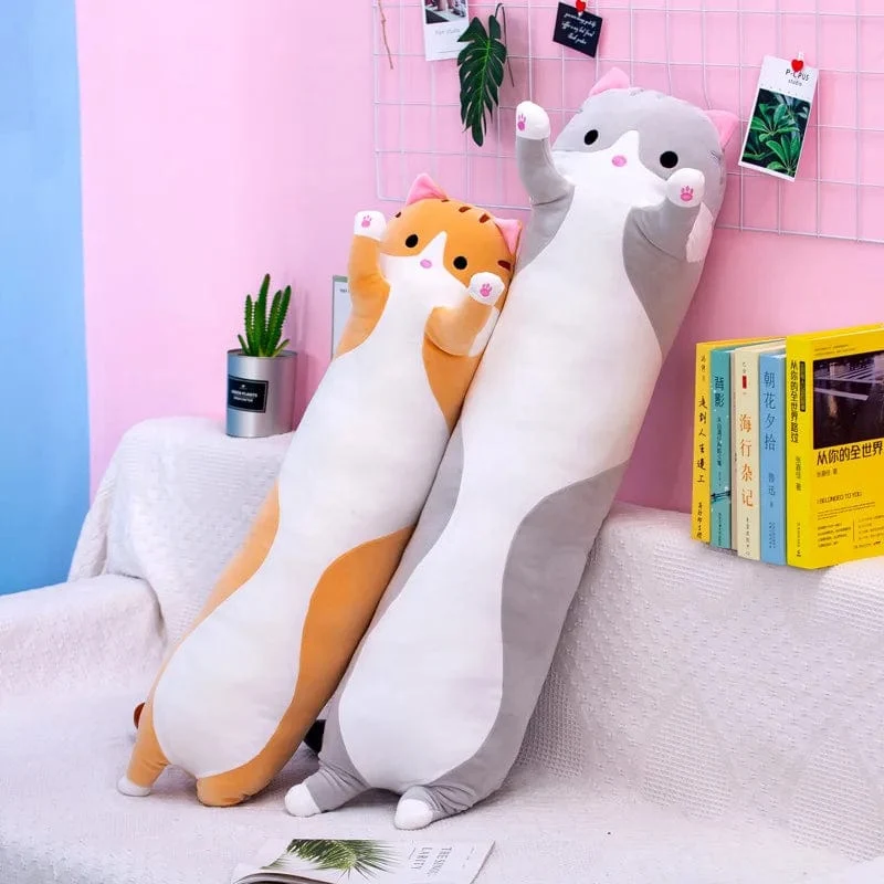 50/70/90/110/130cm Süßes weiches langes Katzenkissen Gefülltes Plüschspielzeug Büro Nickerchen Kissen Wohnkomfort Kissen Dekor Geschenk Puppe Kind