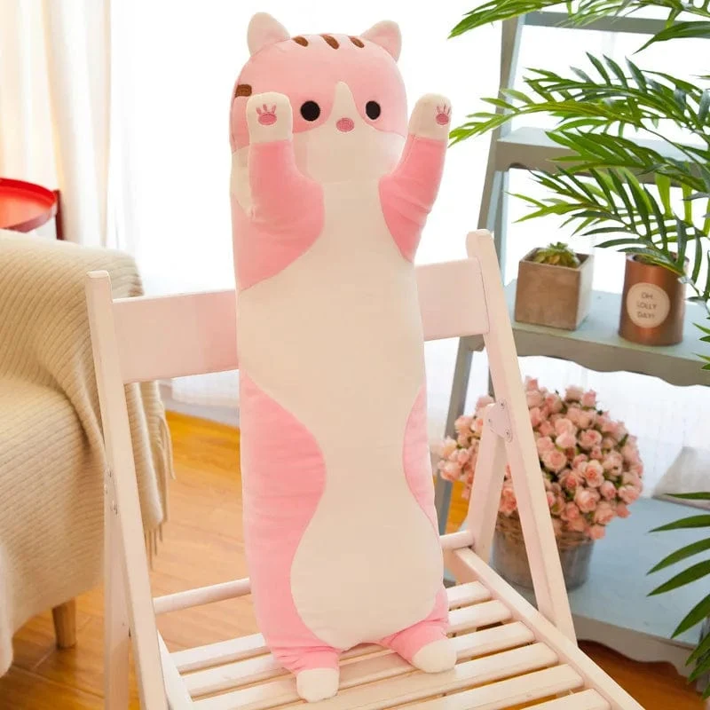 50/70/90/110/130cm Süßes weiches langes Katzenkissen Gefülltes Plüschspielzeug Büro Nickerchen Kissen Wohnkomfort Kissen Dekor Geschenk Puppe Kind