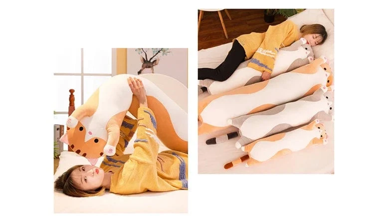 50/70/90/110/130cm Süßes weiches langes Katzenkissen Gefülltes Plüschspielzeug Büro Nickerchen Kissen Wohnkomfort Kissen Dekor Geschenk Puppe Kind