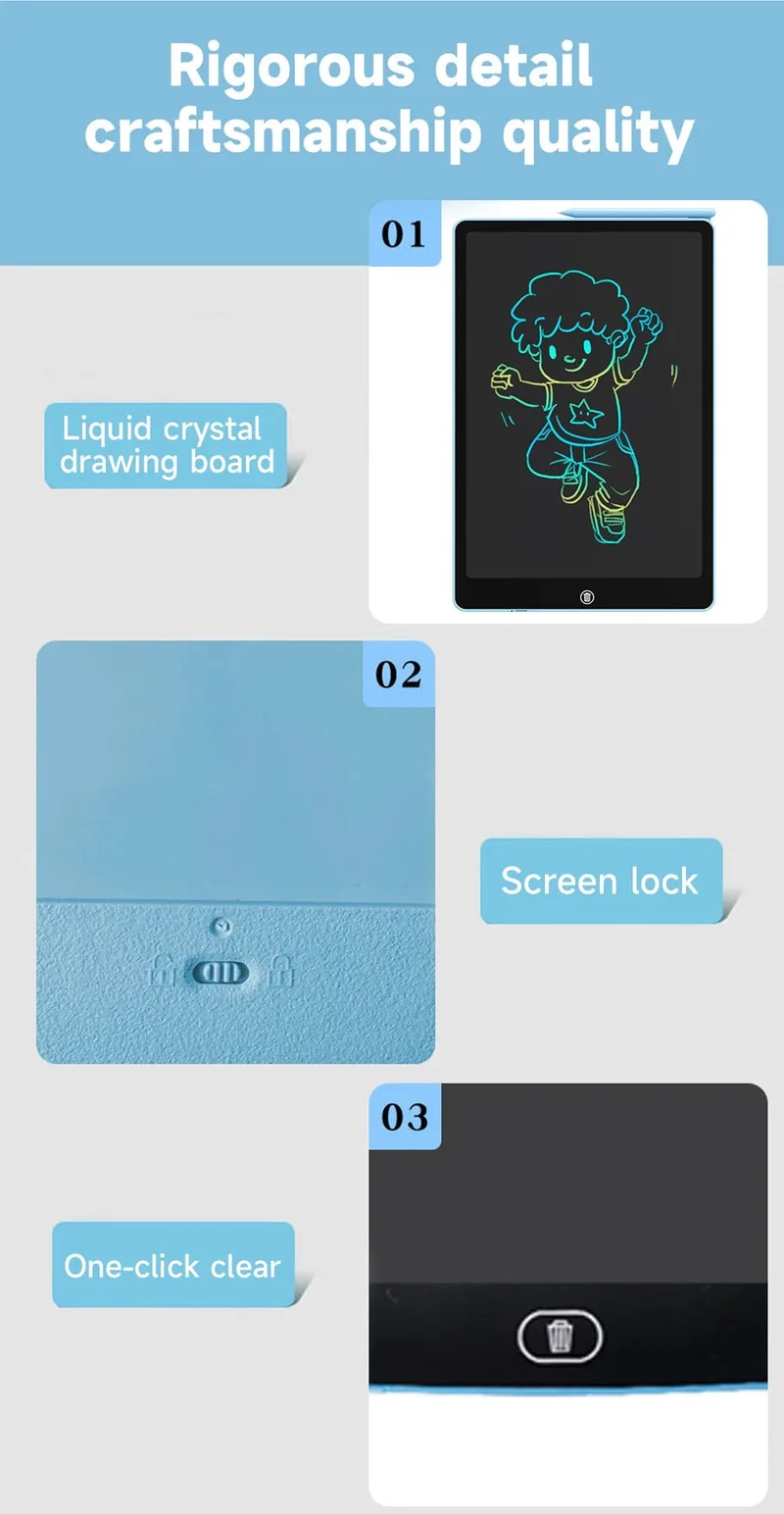6.5/8.5/10/12 Zoll LCD-Schreibtablett, Zeichenbrett, Montessori-Lernspielzeug für Kinder, Zeichenspielzeug für Kinder, Jungen, Geschenke