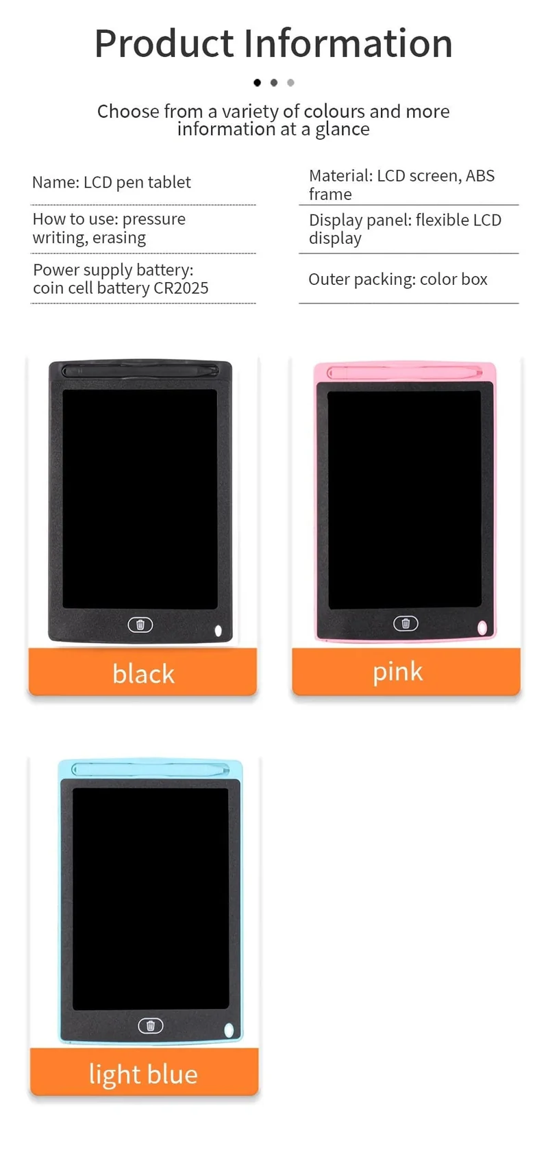 6.5/8.5/10/12 Zoll LCD-Schreibtablett, Zeichenbrett, Montessori-Lernspielzeug für Kinder, Zeichenspielzeug für Kinder, Jungen, Geschenke