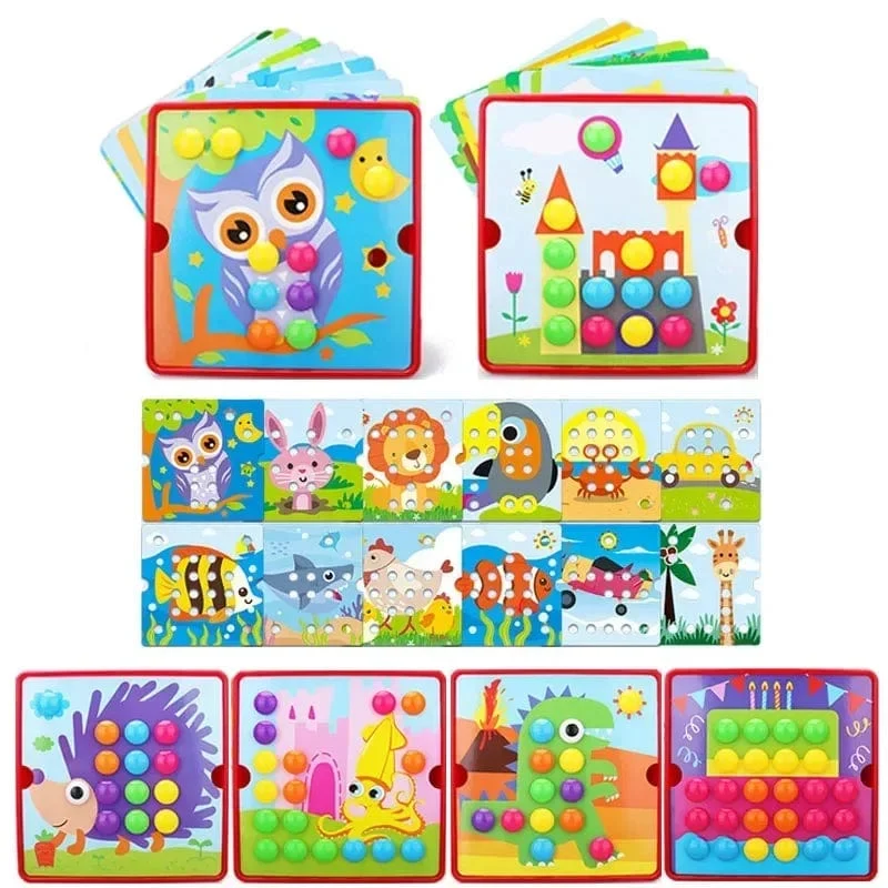 3D Pilz Nagel Puzzle Puzzle Spielzeug Montessori Baby Spielzeug Cartoon Tier Puzzles Spiel Kinder Frühen Pädagogischen Spielzeug Kinder Geschenke