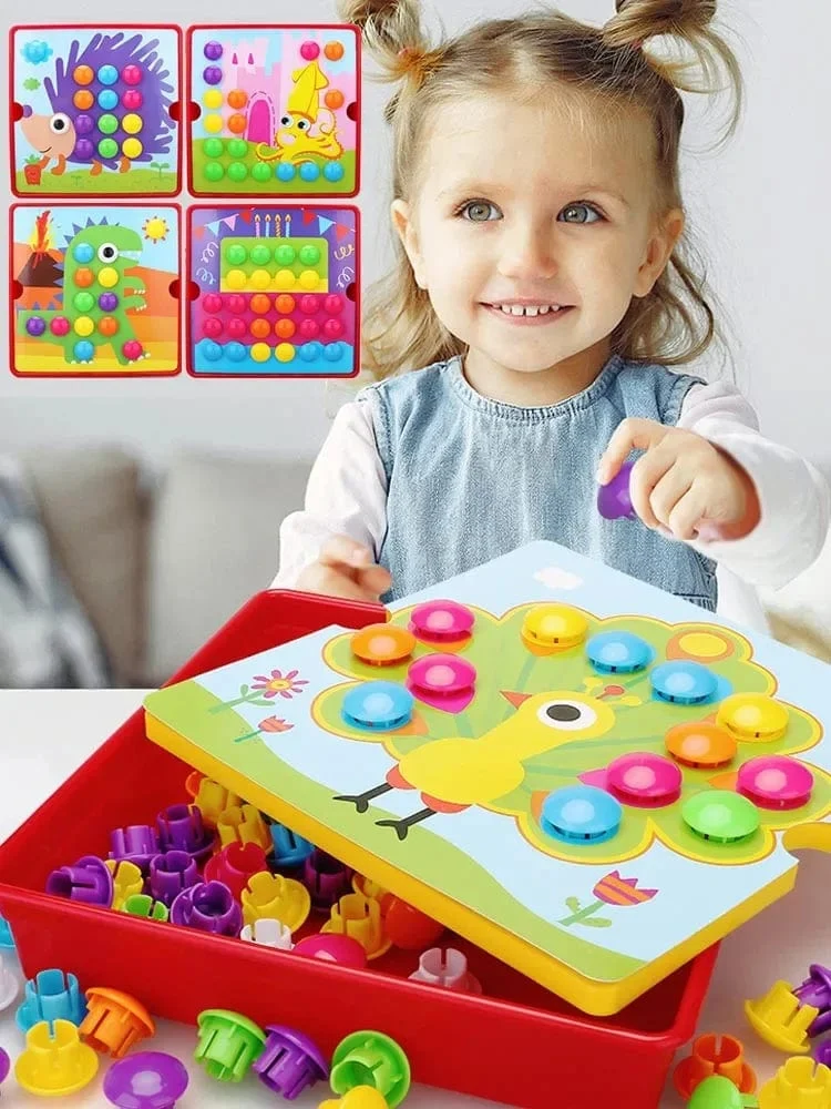 3D Pilz Nagel Puzzle Puzzle Spielzeug Montessori Baby Spielzeug Cartoon Tier Puzzles Spiel Kinder Frühen Pädagogischen Spielzeug Kinder Geschenke