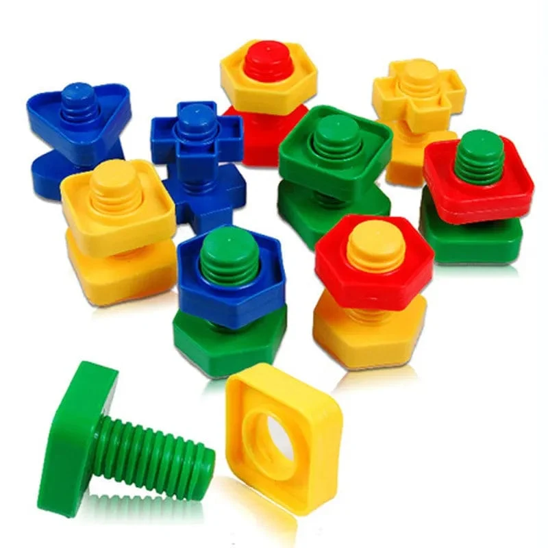 5Set Schraube Bausteine ​​Kunststoff Einsatz Blöcke Mutter Form Spielzeug für Kinder Pädagogisches Spielzeug Montessori Maßstab Modelle Geschenk
