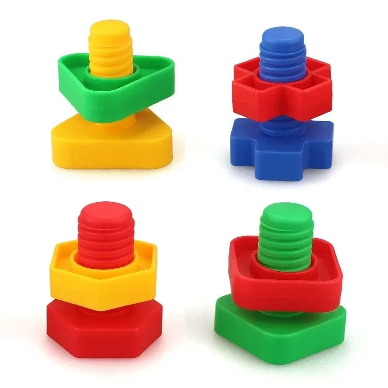 5Set Schraube Bausteine ​​Kunststoff Einsatz Blöcke Mutter Form Spielzeug für Kinder Pädagogisches Spielzeug Montessori Maßstab Modelle Geschenk
