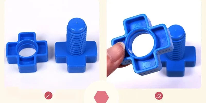 5Set Schraube Bausteine ​​Kunststoff Einsatz Blöcke Mutter Form Spielzeug für Kinder Pädagogisches Spielzeug Montessori Maßstab Modelle Geschenk