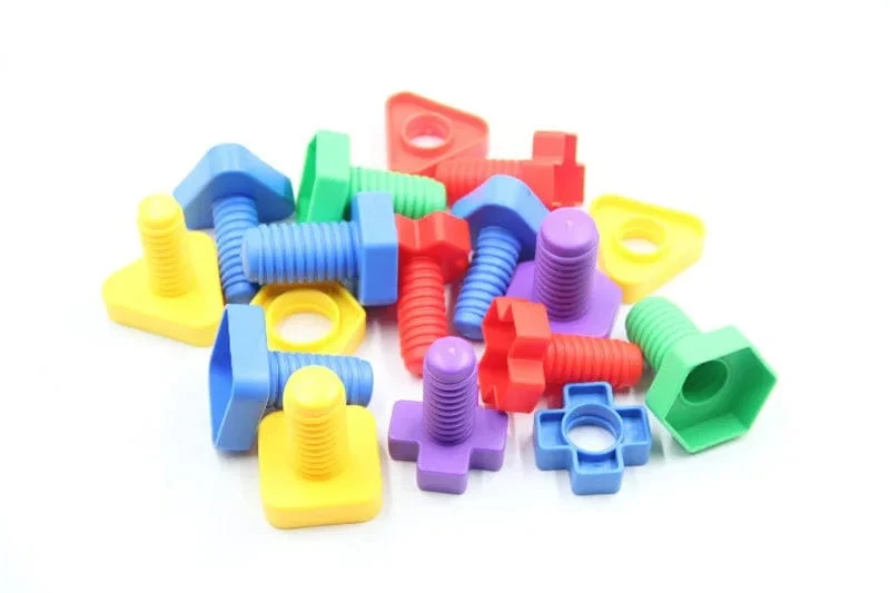 5Set Schraube Bausteine ​​Kunststoff Einsatz Blöcke Mutter Form Spielzeug für Kinder Pädagogisches Spielzeug Montessori Maßstab Modelle Geschenk