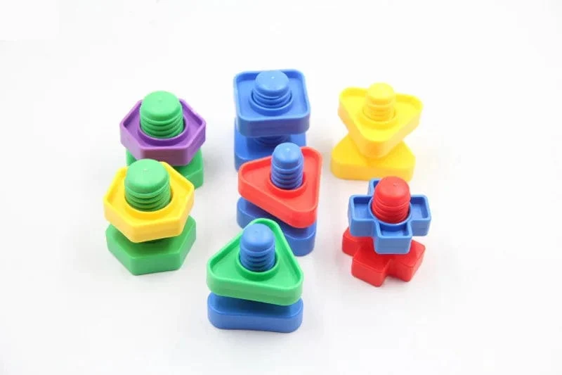 5Set Schraube Bausteine ​​Kunststoff Einsatz Blöcke Mutter Form Spielzeug für Kinder Pädagogisches Spielzeug Montessori Maßstab Modelle Geschenk