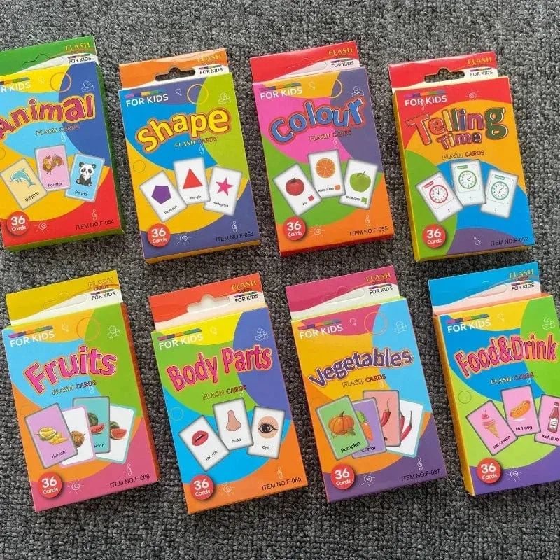 Montessori-Flash-Kartenspiel, Tier- und Obstkörperlernen, doppelseitig, frühes Lernspielzeug für Kinder, Geschenk