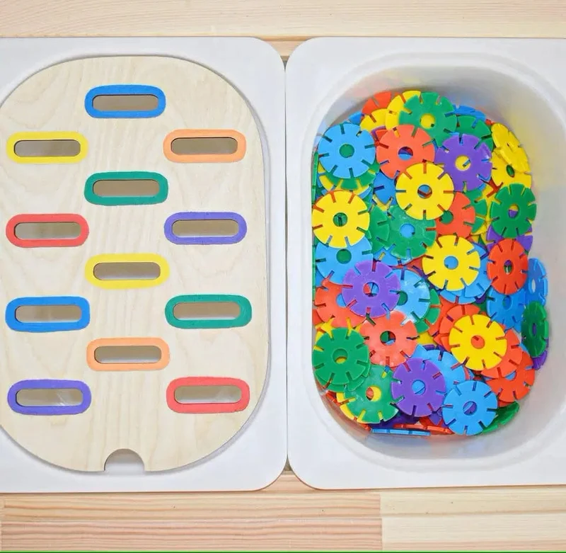 Sensorisches Tablett für Kinder, Tisch, Farbe, Haarballen, Spiel aus Holzfliesen, Montessori-Spielzeug für die frühe Bildung, Kinderspielzeug, pädagogisches Zubehör