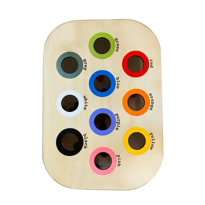 Sensorisches Tablett für Kinder, Tisch, Farbe, Haarballen, Spiel aus Holzfliesen, Montessori-Spielzeug für die frühe Bildung, Kinderspielzeug, pädagogisches Zubehör