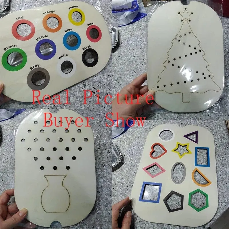 Sensorisches Tablett für Kinder, Tisch, Farbe, Haarballen, Spiel aus Holzfliesen, Montessori-Spielzeug für die frühe Bildung, Kinderspielzeug, pädagogisches Zubehör
