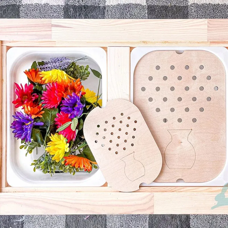 Sensorisches Tablett für Kinder, Tisch, Farbe, Haarballen, Spiel aus Holzfliesen, Montessori-Spielzeug für die frühe Bildung, Kinderspielzeug, pädagogisches Zubehör