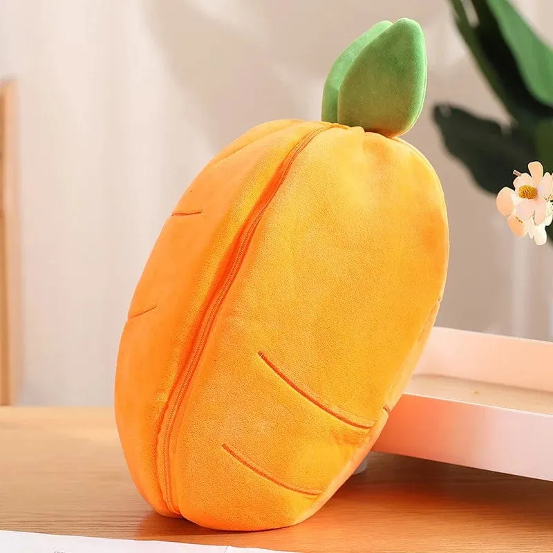25 cm Cosplay Erdbeer-Karotten-Kaninchen-Plüschtier Ausgestopfte kreative Tasche in Obst verwandeln Baby-Kuschelhase-Plüschtierpuppe für Kinder