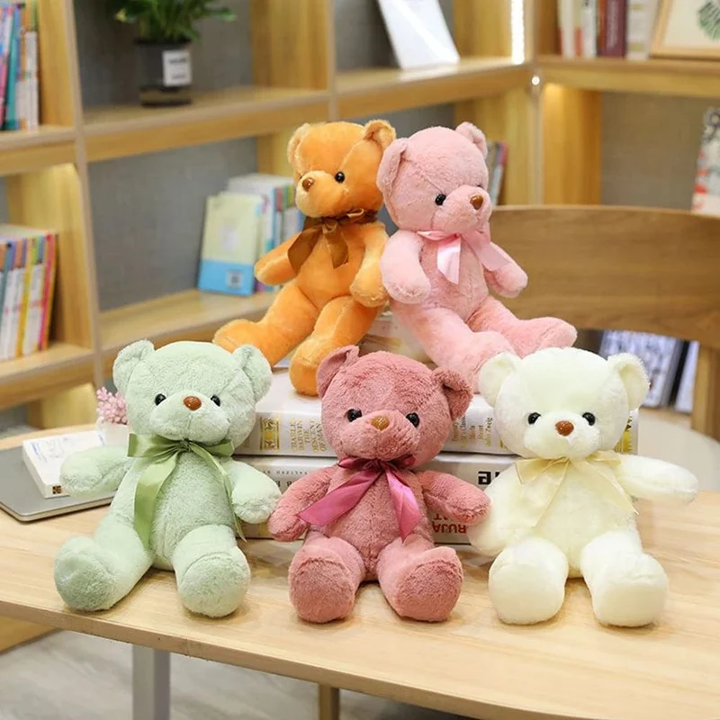 30CM Viele Farben Delikatesse Teddybär Plüsch Spielzeug Neue Nette Weiche Band Schmetterling Festival Einfarbig Umarmung Bär Puppe Geburtstag geschenk