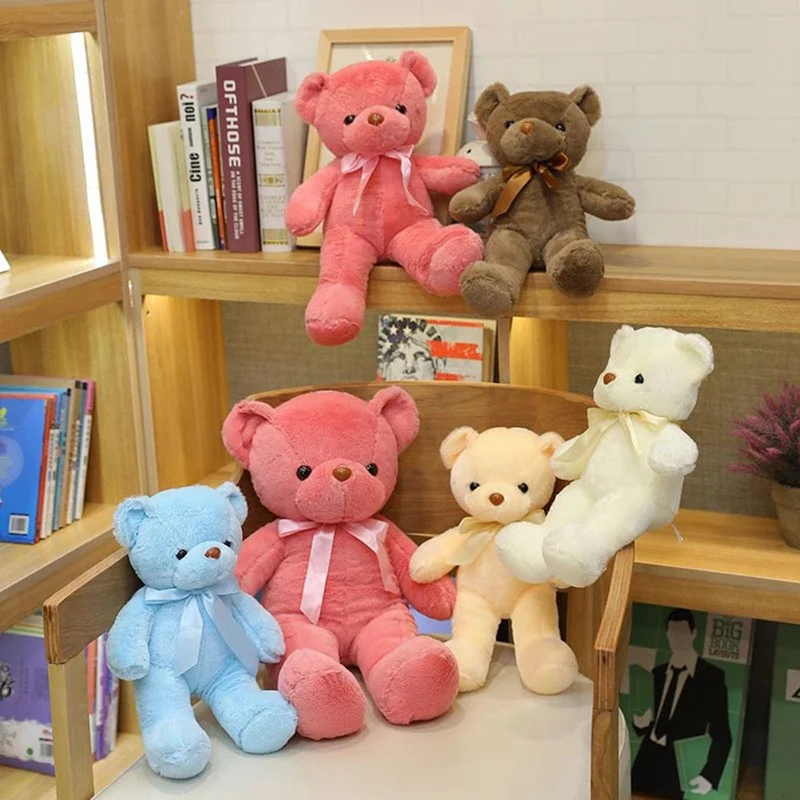 30CM Viele Farben Delikatesse Teddybär Plüsch Spielzeug Neue Nette Weiche Band Schmetterling Festival Einfarbig Umarmung Bär Puppe Geburtstag geschenk