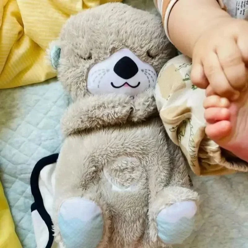Atmender Bär, beruhigender Otter für Babys, Plüschpuppe, Spielzeug, beruhigende Musik für Babys, Schlafbegleiter, Ton und Licht, Puppenspielzeug, Geschenk