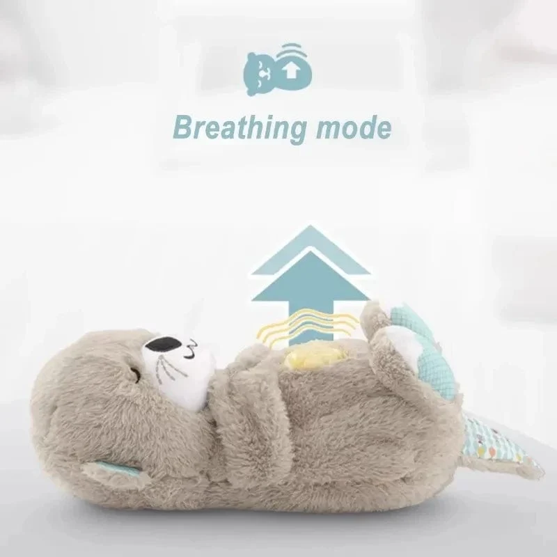 Atmender Bär, beruhigender Otter für Babys, Plüschpuppe, Spielzeug, beruhigende Musik für Babys, Schlafbegleiter, Ton und Licht, Puppenspielzeug, Geschenk