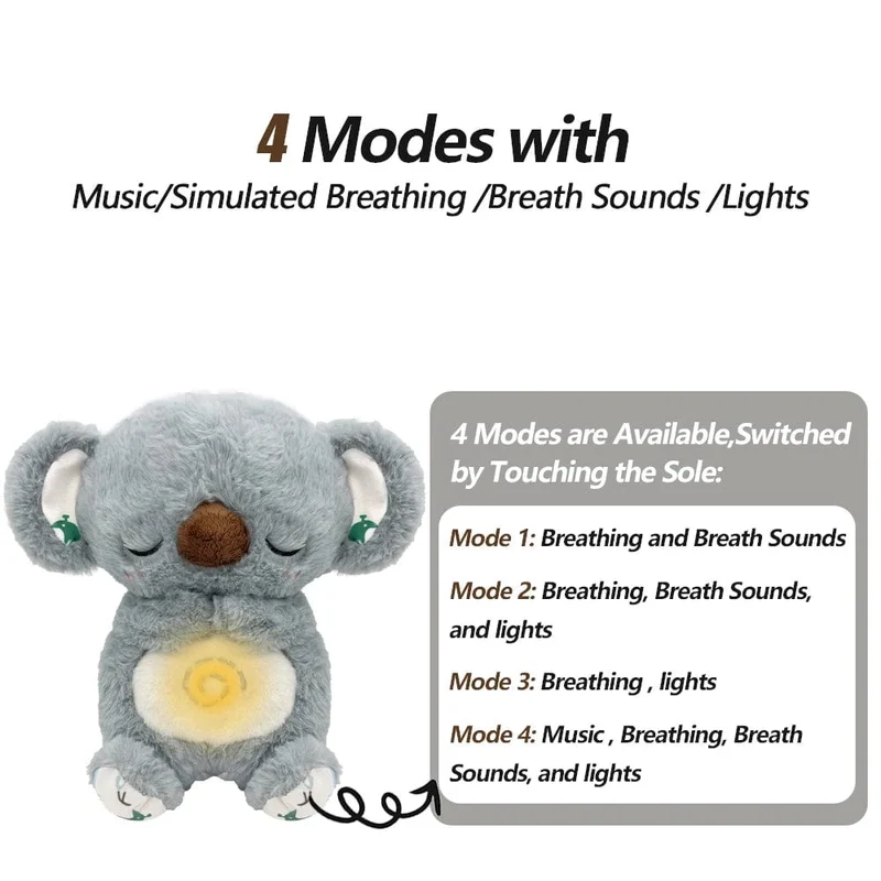 Atmender Bär, beruhigender Otter für Babys, Plüschpuppe, Spielzeug, beruhigende Musik für Babys, Schlafbegleiter, Ton und Licht, Puppenspielzeug, Geschenk