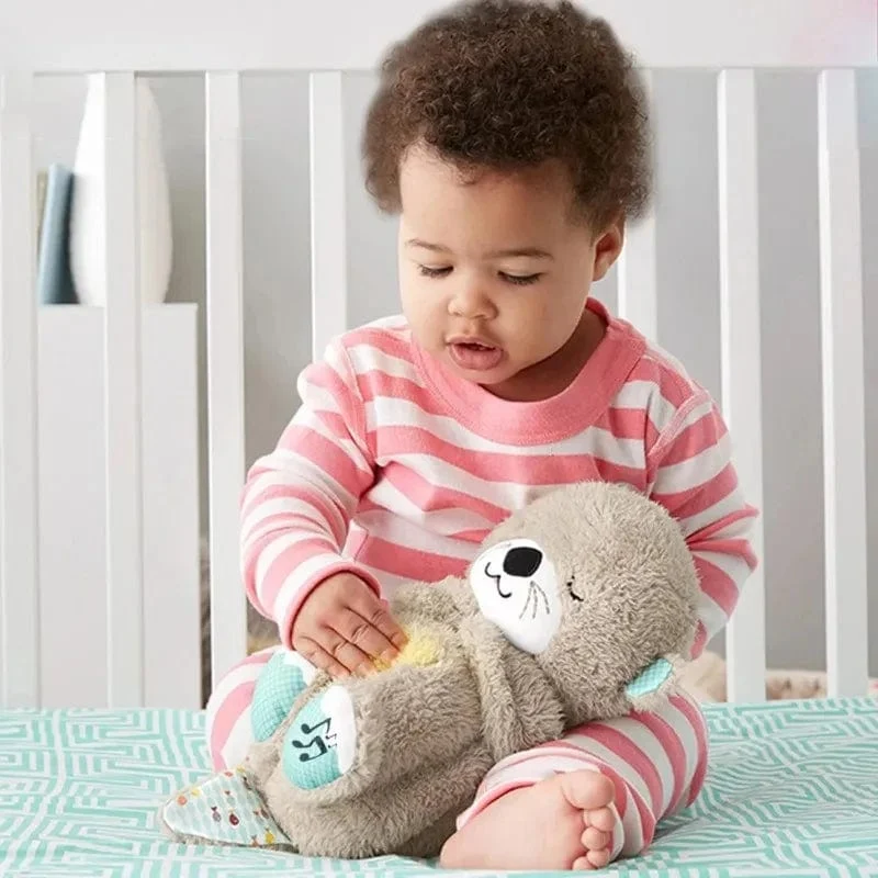 Atmender Bär, beruhigender Otter für Babys, Plüschpuppe, Spielzeug, beruhigende Musik für Babys, Schlafbegleiter, Ton und Licht, Puppenspielzeug, Geschenk