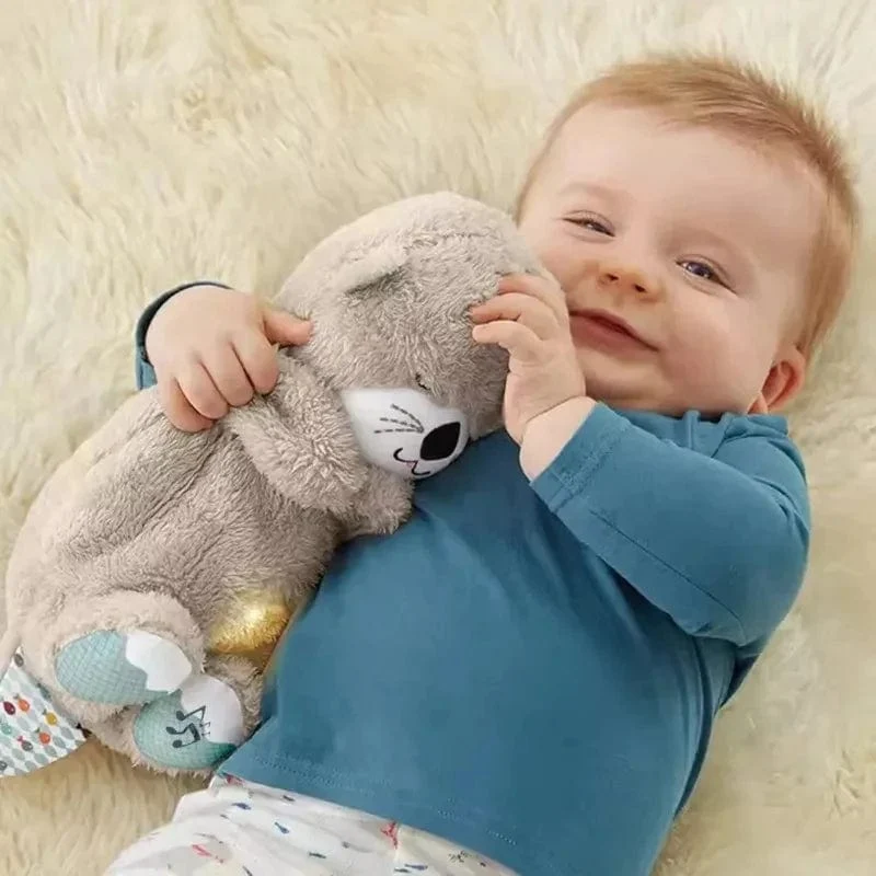 Atmender Bär, beruhigender Otter für Babys, Plüschpuppe, Spielzeug, beruhigende Musik für Babys, Schlafbegleiter, Ton und Licht, Puppenspielzeug, Geschenk