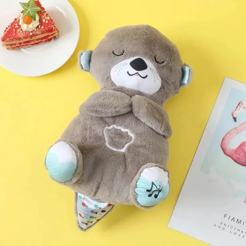 Atmender Bär, beruhigender Otter für Babys, Plüschpuppe, Spielzeug, beruhigende Musik für Babys, Schlafbegleiter, Ton und Licht, Puppenspielzeug, Geschenk