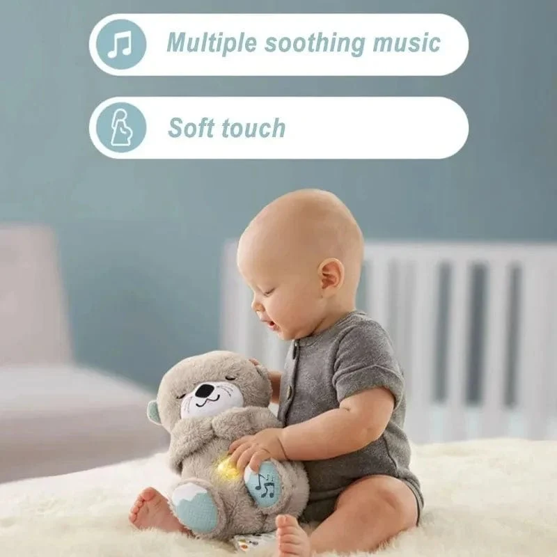 Atmender Bär, beruhigender Otter für Babys, Plüschpuppe, Spielzeug, beruhigende Musik für Babys, Schlafbegleiter, Ton und Licht, Puppenspielzeug, Geschenk