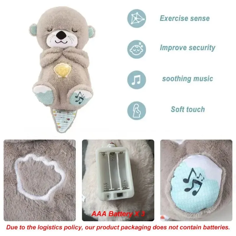 Atmender Bär, beruhigender Otter für Babys, Plüschpuppe, Spielzeug, beruhigende Musik für Babys, Schlafbegleiter, Ton und Licht, Puppenspielzeug, Geschenk