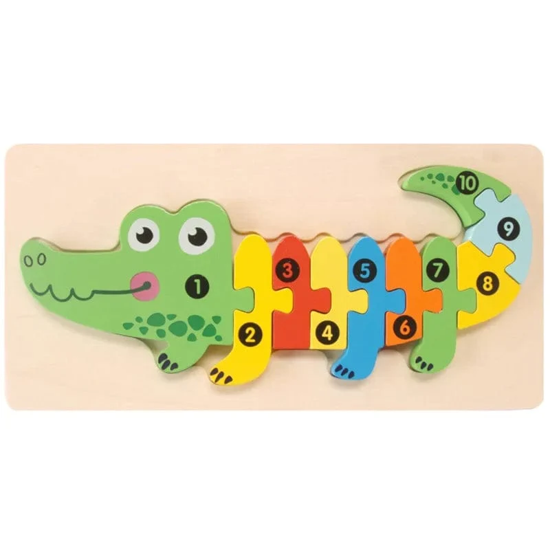 Montessori-Holzpuzzle für Kleinkinder, Montessori-Spielzeug für Kleinkinder im Alter von 2, 3, 4 und 5 Jahren, Top-3D-Puzzle, pädagogisches Dinosaurierspielzeug