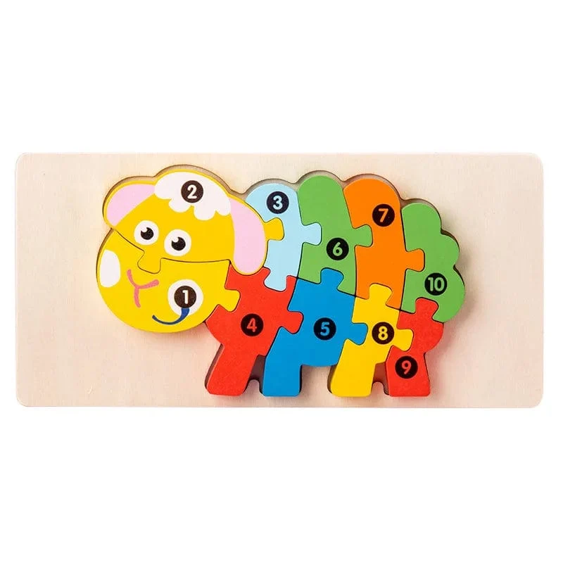 Montessori-Holzpuzzle für Kleinkinder, Montessori-Spielzeug für Kleinkinder im Alter von 2, 3, 4 und 5 Jahren, Top-3D-Puzzle, pädagogisches Dinosaurierspielzeug