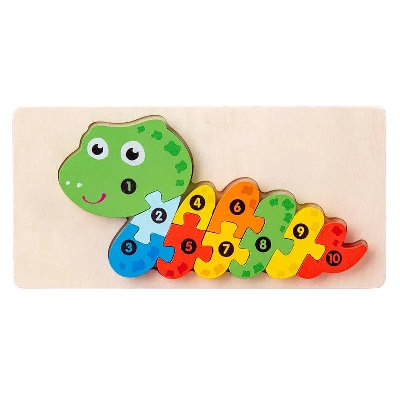 Montessori-Holzpuzzle für Kleinkinder, Montessori-Spielzeug für Kleinkinder im Alter von 2, 3, 4 und 5 Jahren, Top-3D-Puzzle, pädagogisches Dinosaurierspielzeug