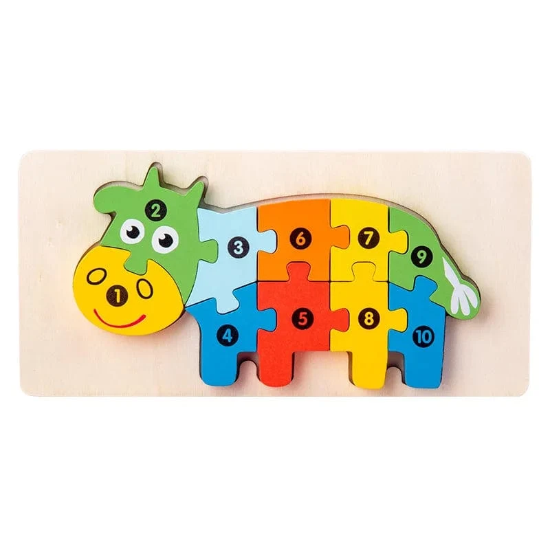Montessori-Holzpuzzle für Kleinkinder, Montessori-Spielzeug für Kleinkinder im Alter von 2, 3, 4 und 5 Jahren, Top-3D-Puzzle, pädagogisches Dinosaurierspielzeug