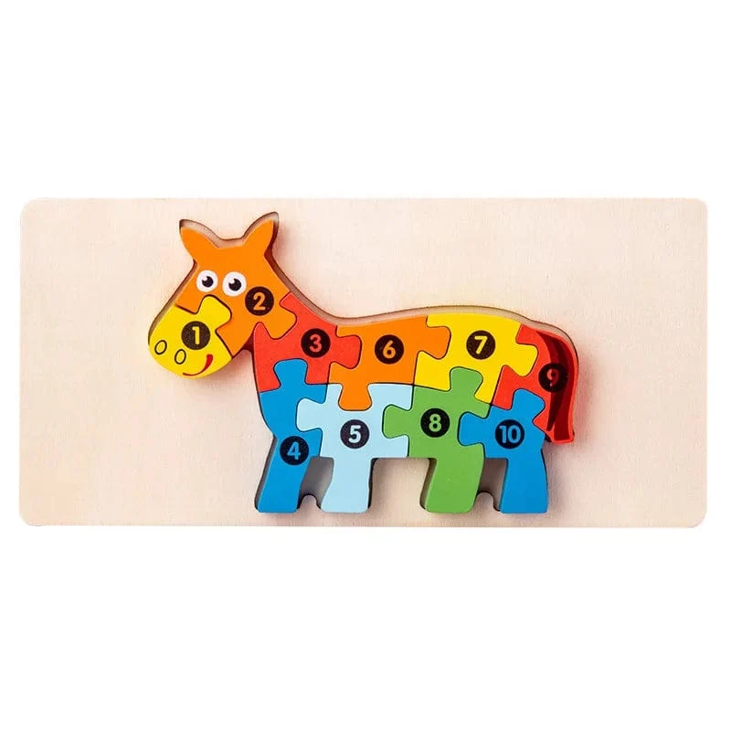Montessori-Holzpuzzle für Kleinkinder, Montessori-Spielzeug für Kleinkinder im Alter von 2, 3, 4 und 5 Jahren, Top-3D-Puzzle, pädagogisches Dinosaurierspielzeug