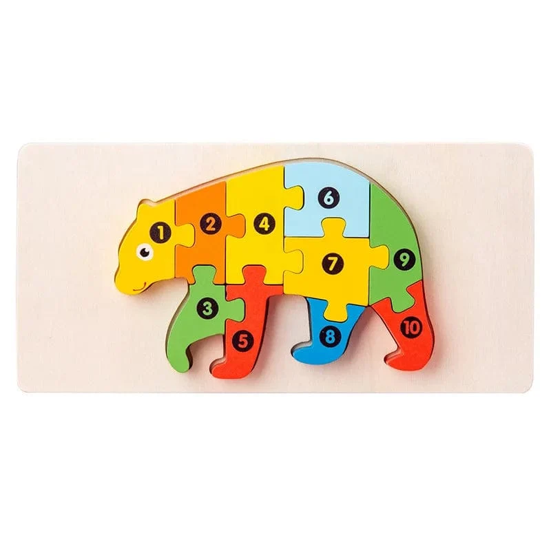 Montessori-Holzpuzzle für Kleinkinder, Montessori-Spielzeug für Kleinkinder im Alter von 2, 3, 4 und 5 Jahren, Top-3D-Puzzle, pädagogisches Dinosaurierspielzeug