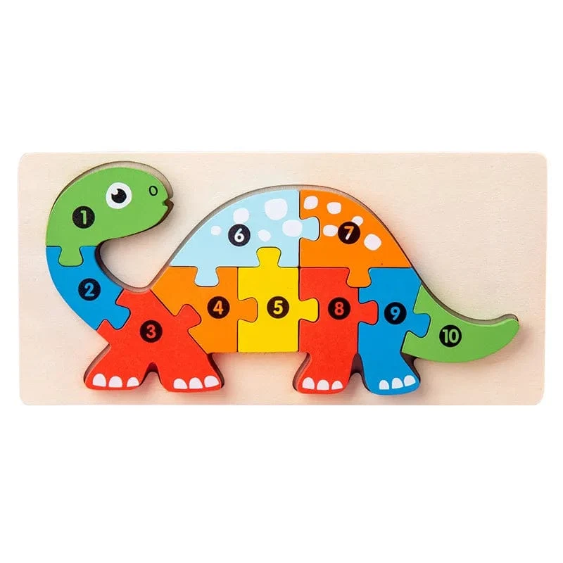 Montessori-Holzpuzzle für Kleinkinder, Montessori-Spielzeug für Kleinkinder im Alter von 2, 3, 4 und 5 Jahren, Top-3D-Puzzle, pädagogisches Dinosaurierspielzeug