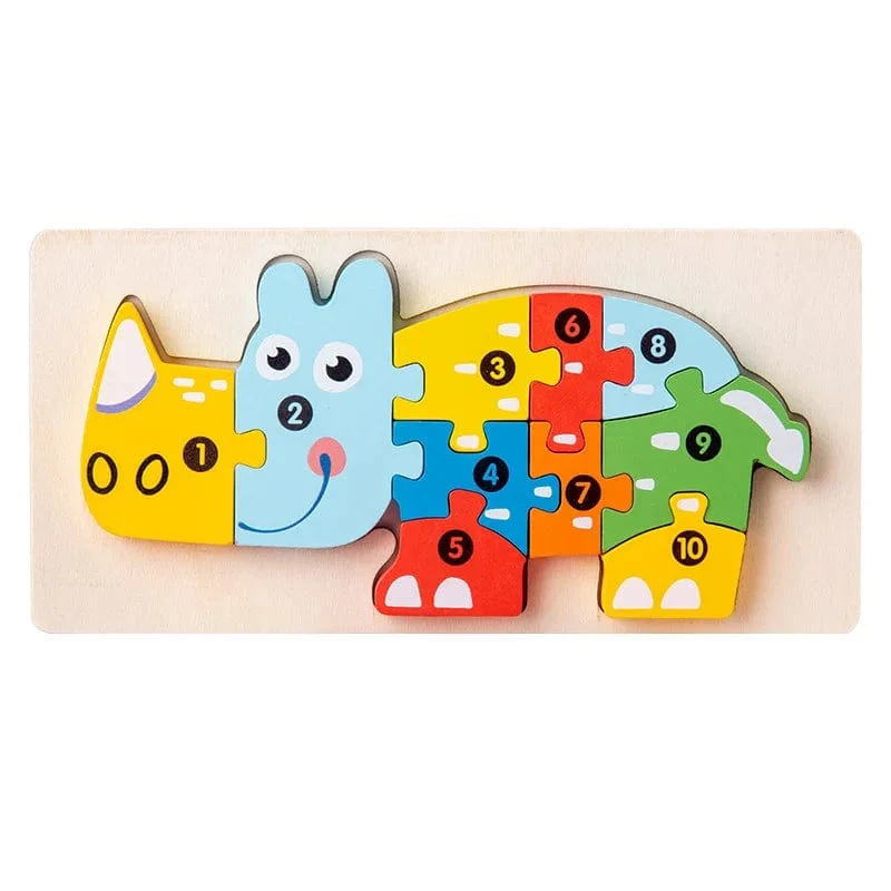 Montessori-Holzpuzzle für Kleinkinder, Montessori-Spielzeug für Kleinkinder im Alter von 2, 3, 4 und 5 Jahren, Top-3D-Puzzle, pädagogisches Dinosaurierspielzeug