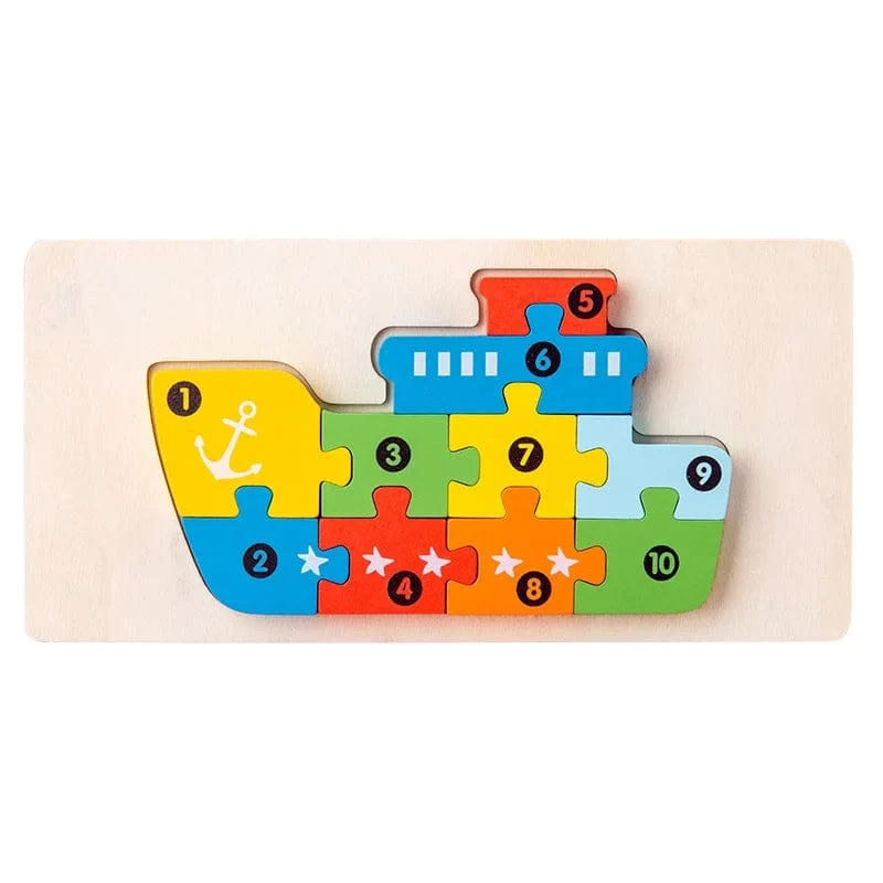 Montessori-Holzpuzzle für Kleinkinder, Montessori-Spielzeug für Kleinkinder im Alter von 2, 3, 4 und 5 Jahren, Top-3D-Puzzle, pädagogisches Dinosaurierspielzeug