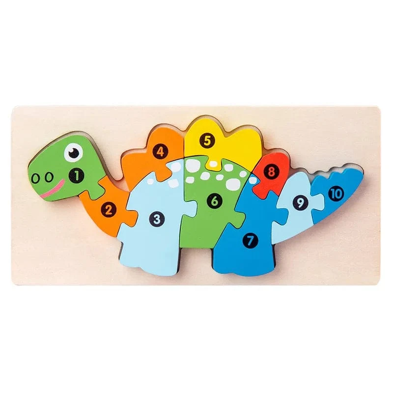 Montessori-Holzpuzzle für Kleinkinder, Montessori-Spielzeug für Kleinkinder im Alter von 2, 3, 4 und 5 Jahren, Top-3D-Puzzle, pädagogisches Dinosaurierspielzeug