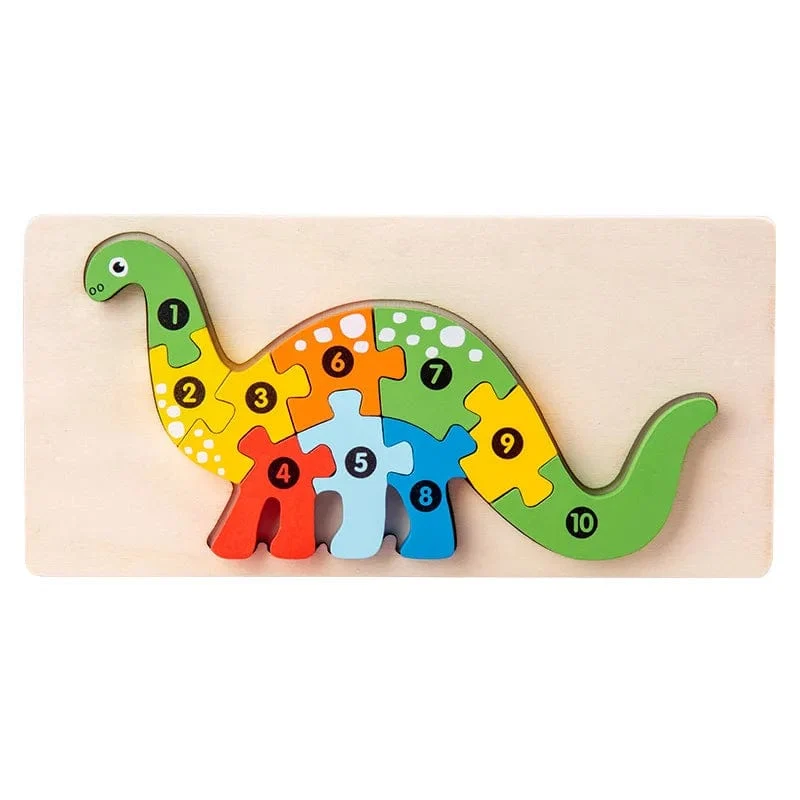 Montessori-Holzpuzzle für Kleinkinder, Montessori-Spielzeug für Kleinkinder im Alter von 2, 3, 4 und 5 Jahren, Top-3D-Puzzle, pädagogisches Dinosaurierspielzeug