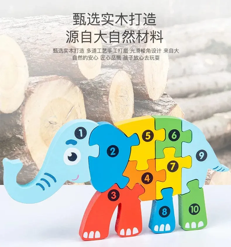 Montessori-Holzpuzzle für Kleinkinder, Montessori-Spielzeug für Kleinkinder im Alter von 2, 3, 4 und 5 Jahren, Top-3D-Puzzle, pädagogisches Dinosaurierspielzeug