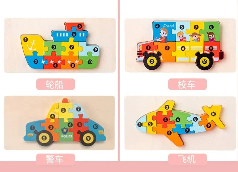 Montessori-Holzpuzzle für Kleinkinder, Montessori-Spielzeug für Kleinkinder im Alter von 2, 3, 4 und 5 Jahren, Top-3D-Puzzle, pädagogisches Dinosaurierspielzeug