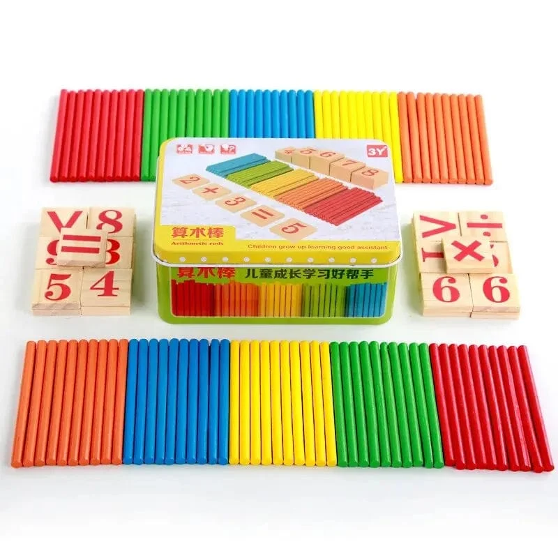 1 Set Kinder Vorschule Spielzeug Montessori Zählen Sticks Stangen Mit Eisen Box Mathematik Bildung Für Jungen Und Mädchen