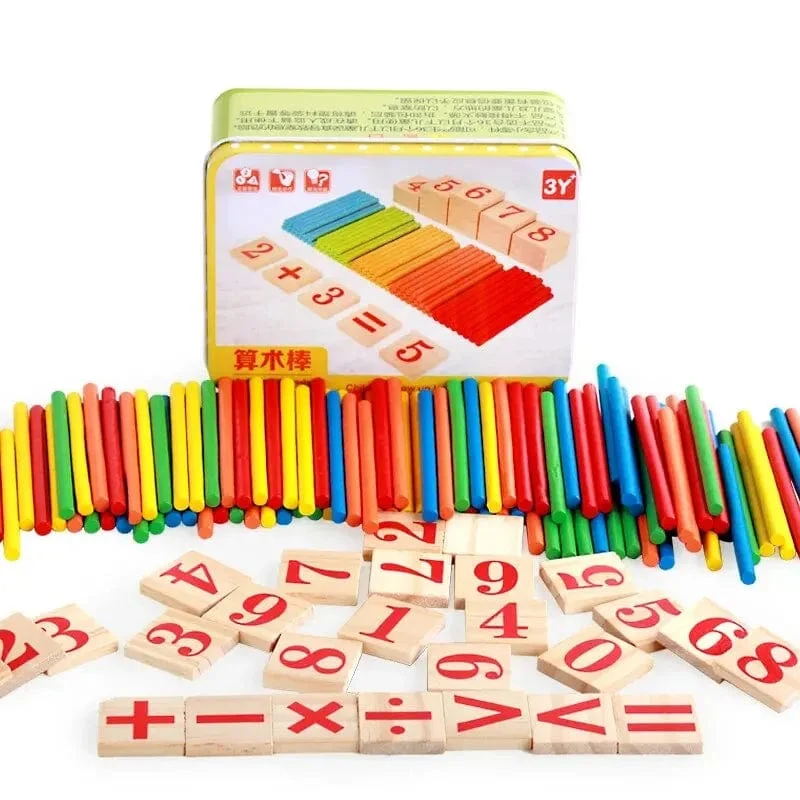 1 Set Kinder Vorschule Spielzeug Montessori Zählen Sticks Stangen Mit Eisen Box Mathematik Bildung Für Jungen Und Mädchen