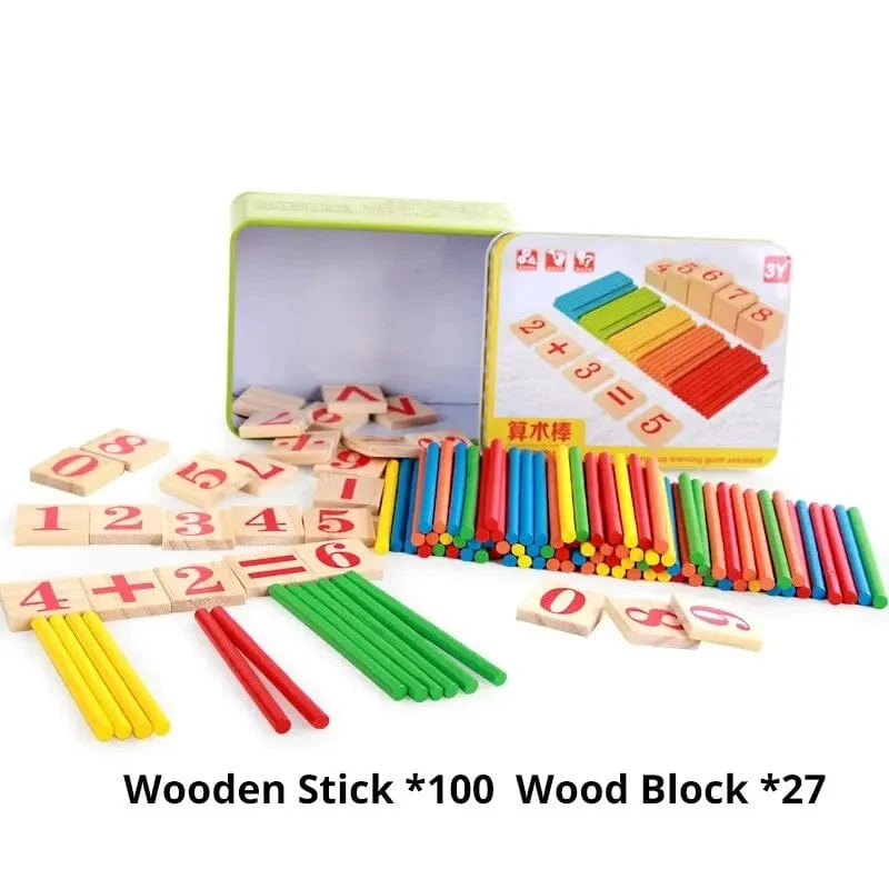 1 Set Kinder Vorschule Spielzeug Montessori Zählen Sticks Stangen Mit Eisen Box Mathematik Bildung Für Jungen Und Mädchen