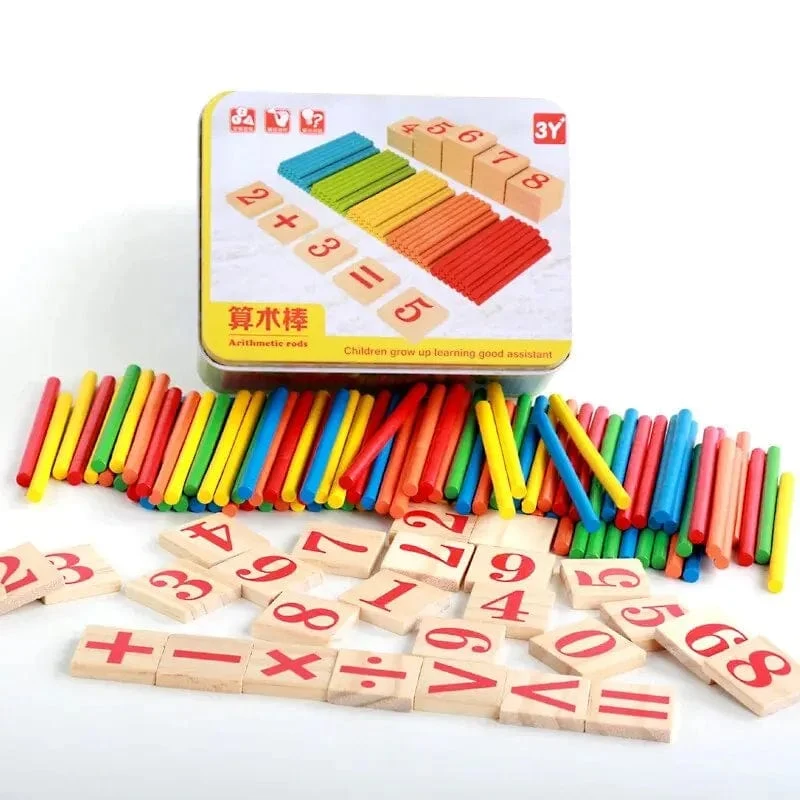 1 Set Kinder Vorschule Spielzeug Montessori Zählen Sticks Stangen Mit Eisen Box Mathematik Bildung Für Jungen Und Mädchen