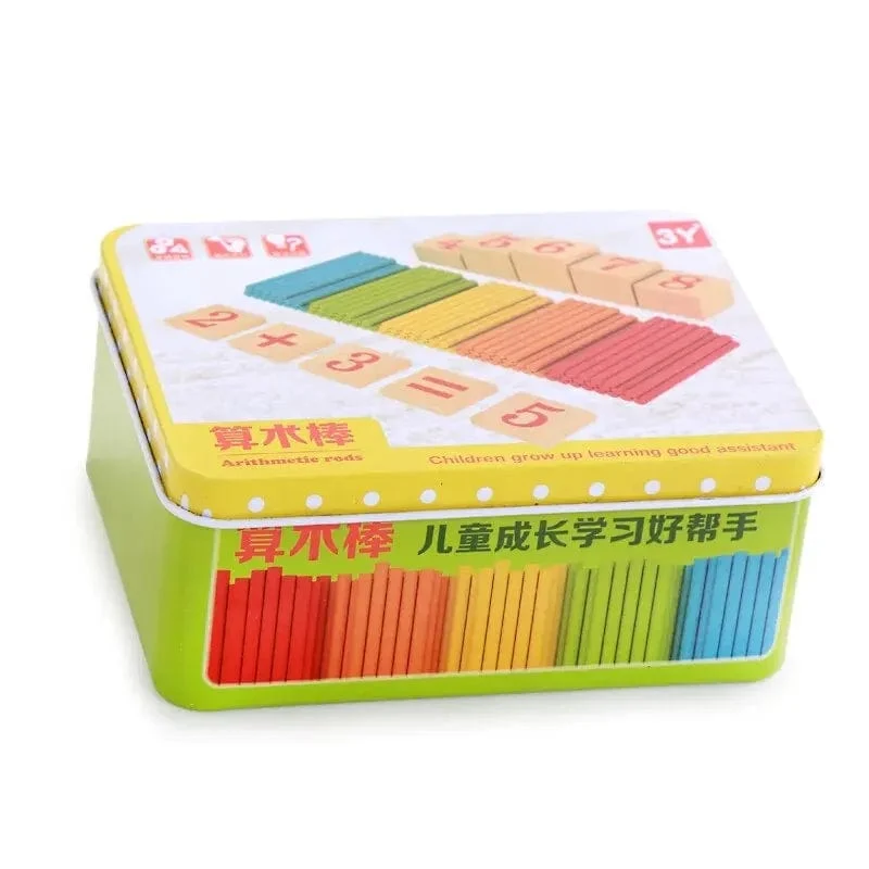 1 Set Kinder Vorschule Spielzeug Montessori Zählen Sticks Stangen Mit Eisen Box Mathematik Bildung Für Jungen Und Mädchen