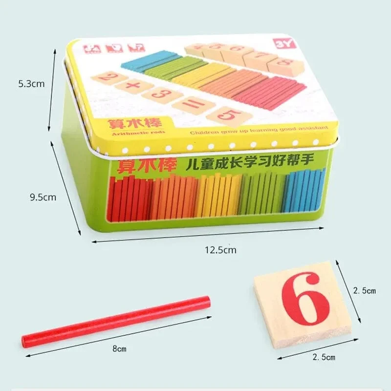 1 Set Kinder Vorschule Spielzeug Montessori Zählen Sticks Stangen Mit Eisen Box Mathematik Bildung Für Jungen Und Mädchen