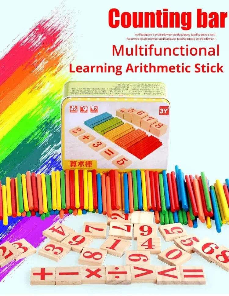 1 Set Kinder Vorschule Spielzeug Montessori Zählen Sticks Stangen Mit Eisen Box Mathematik Bildung Für Jungen Und Mädchen