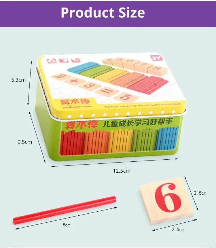 1 Set Kinder Vorschule Spielzeug Montessori Zählen Sticks Stangen Mit Eisen Box Mathematik Bildung Für Jungen Und Mädchen